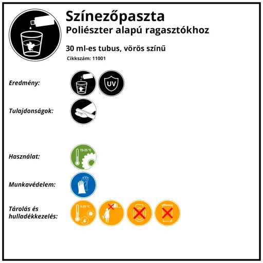 AKEMI poliészter alapú színezőpaszta 30ml - 11001 Vörös