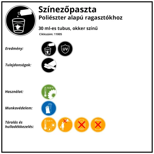 AKEMI poliészter alapú színezőpaszta 30ml - 11005 Okker