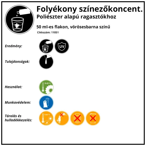 Színezőkoncentrátum 50 ml, Vöröses-barna