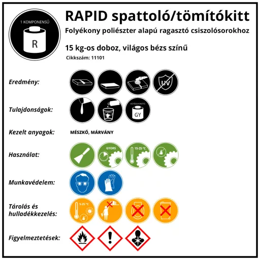 RAPID-csiszolókitt 15kg, Jurasárga, CC100