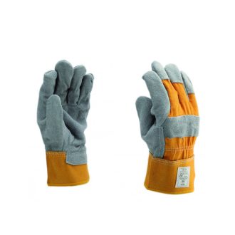 Védőkesztyü, hasított bőr , sárga