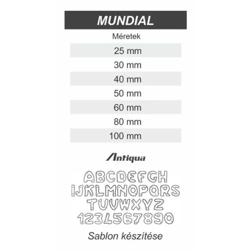 MUNDIAL bronzbetűk 40 mm 