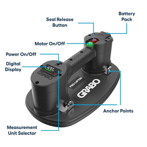 GRABO PRO / 120 kg, akkumulátoros, vákuumos lapemelő vászontáskában